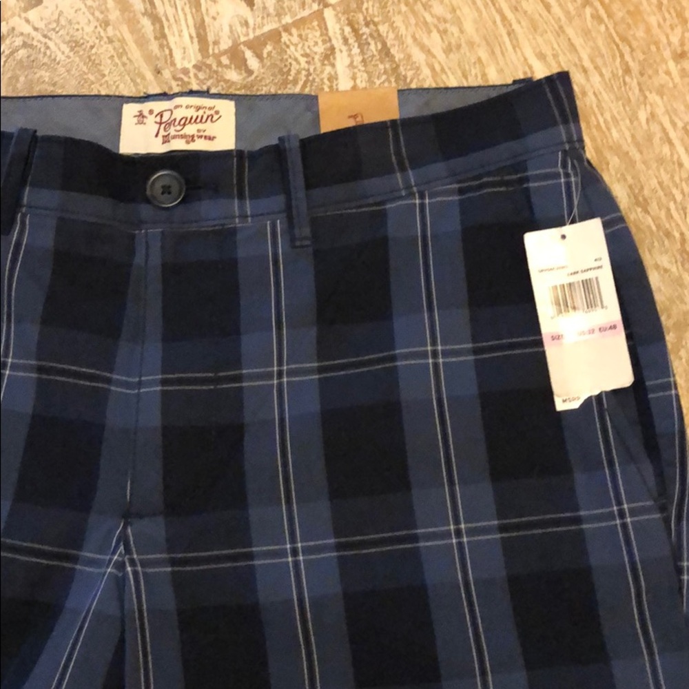 NWT Penguin shorts blue men 32 plaid - Picture 2 of 3